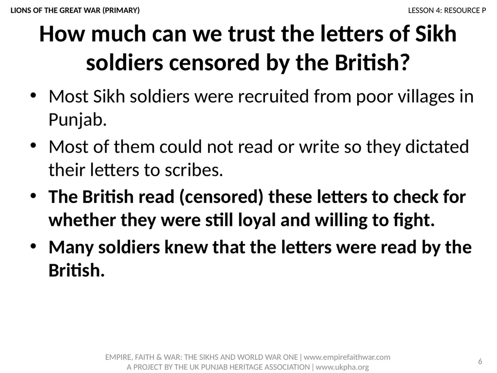 EMPIRE, FAITH & WAR: THE SIKHS AND WORLD WAR ONE - slide 6 of 10