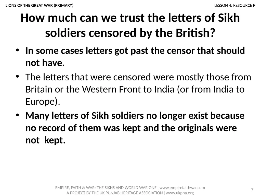 EMPIRE, FAITH & WAR: THE SIKHS AND WORLD WAR ONE - slide 7 of 10
