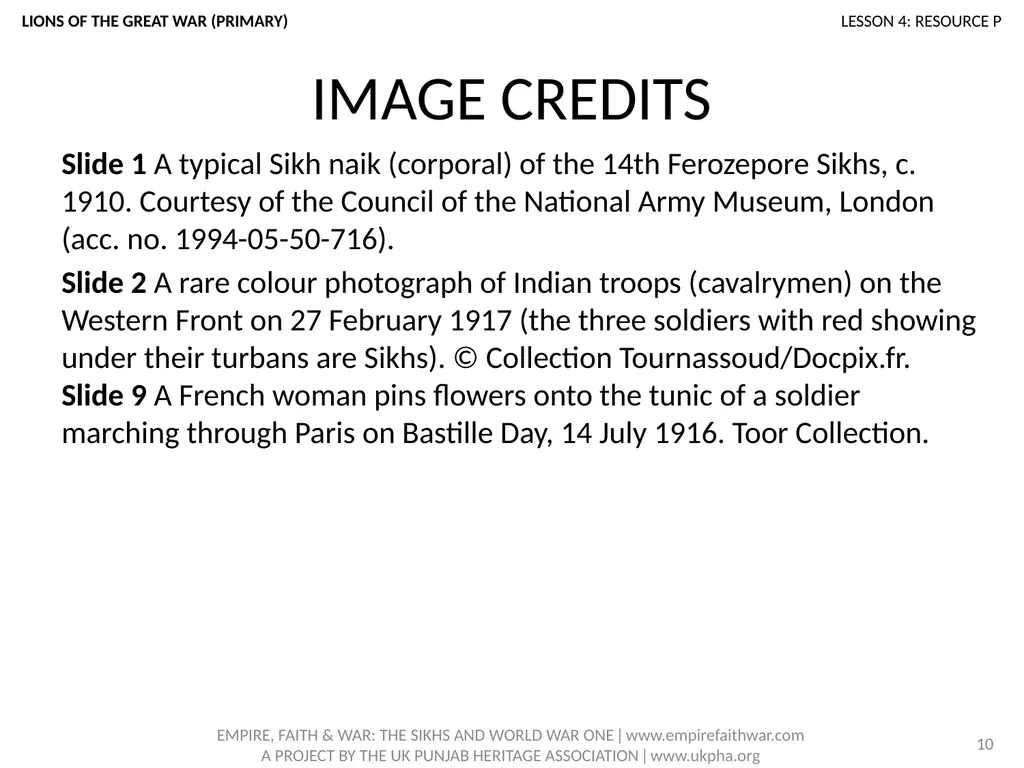 EMPIRE, FAITH & WAR: THE SIKHS AND WORLD WAR ONE - slide 10 of 10