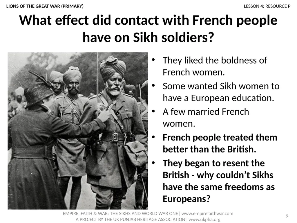 EMPIRE, FAITH & WAR: THE SIKHS AND WORLD WAR ONE - slide 9 of 10