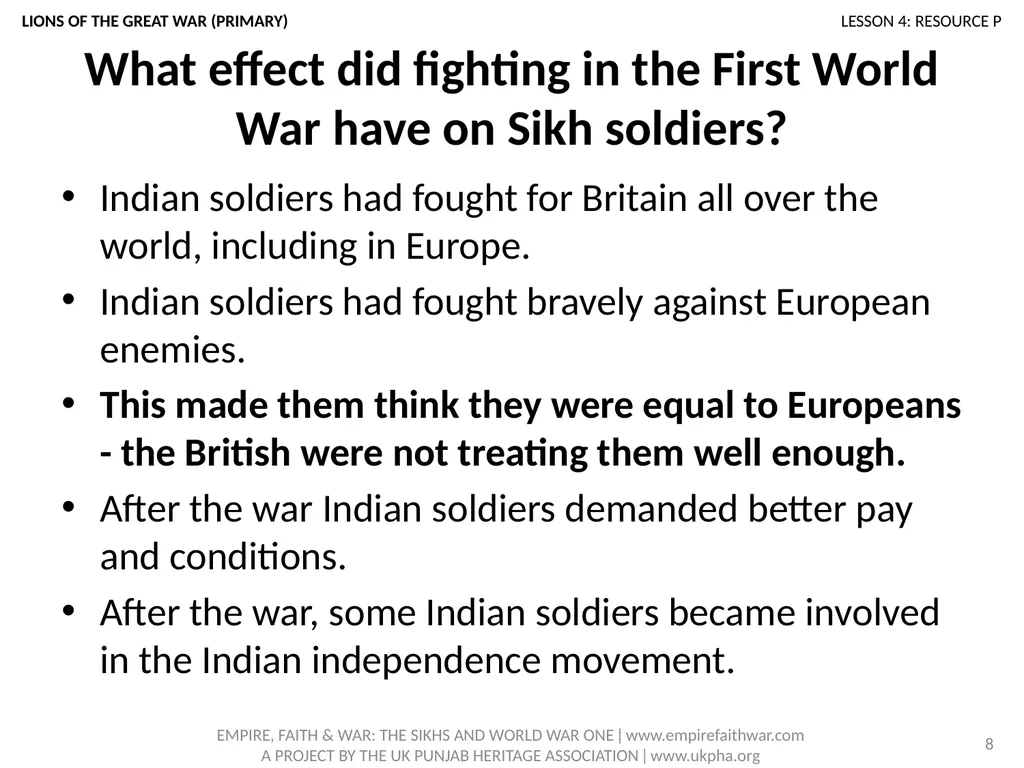 EMPIRE, FAITH & WAR: THE SIKHS AND WORLD WAR ONE - slide 8 of 10
