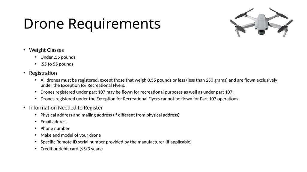Introduction to Drones Overview Regulations (Part - slide 9 of 23