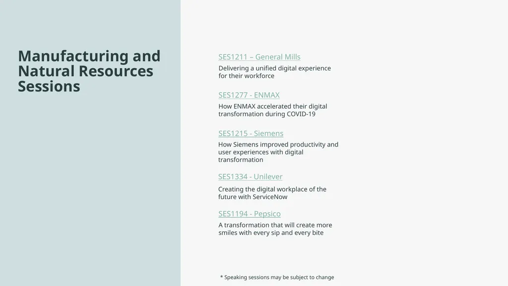 * Speaking sessions may be subject to change - slide 2 of 7