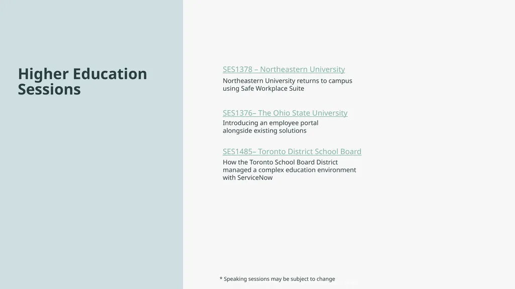 * Speaking sessions may be subject to change - slide 3 of 7