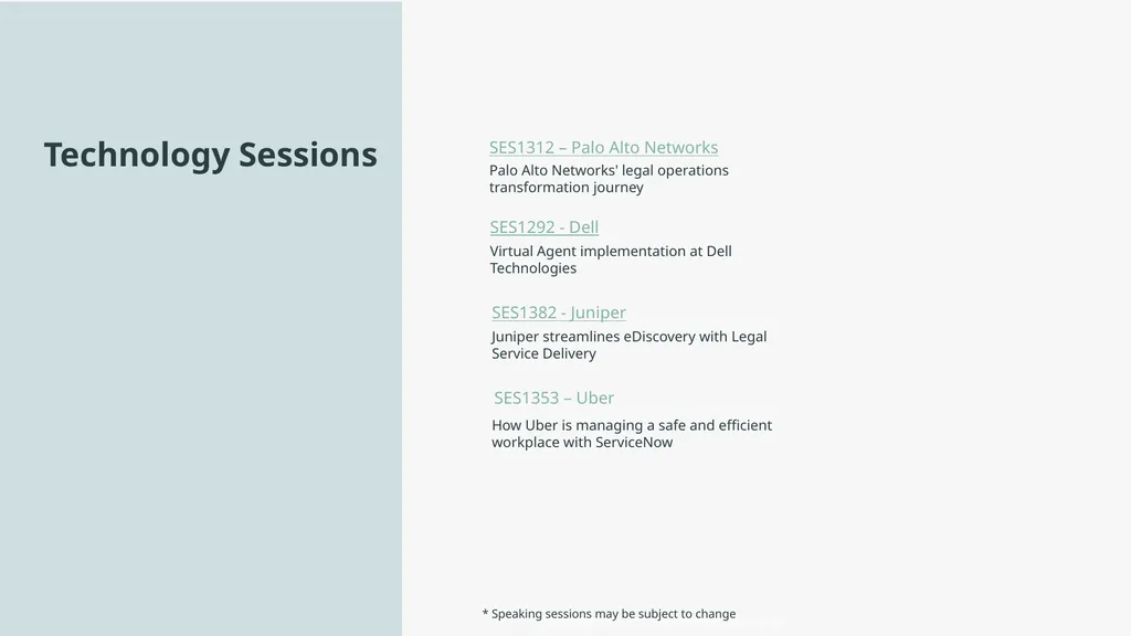 * Speaking sessions may be subject to change - slide 5 of 7