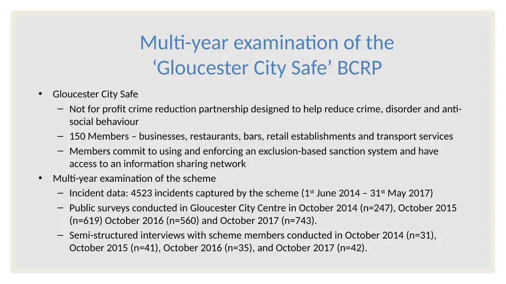 Building an evidence base for BCRPs: Identifying - slide 4 of 10