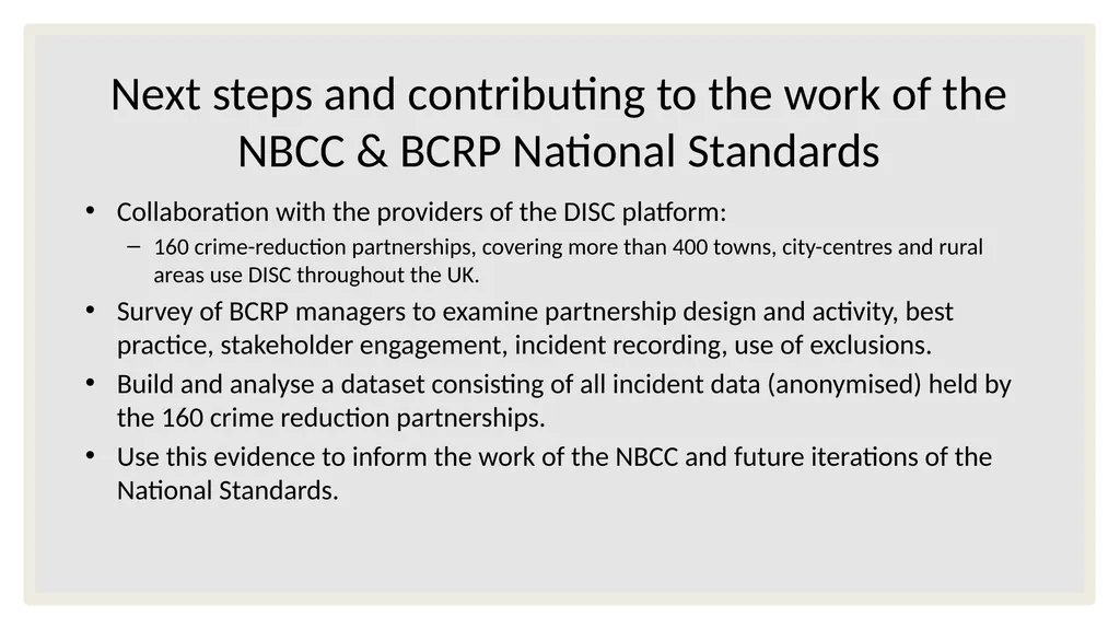 Building an evidence base for BCRPs: Identifying - slide 10 of 10