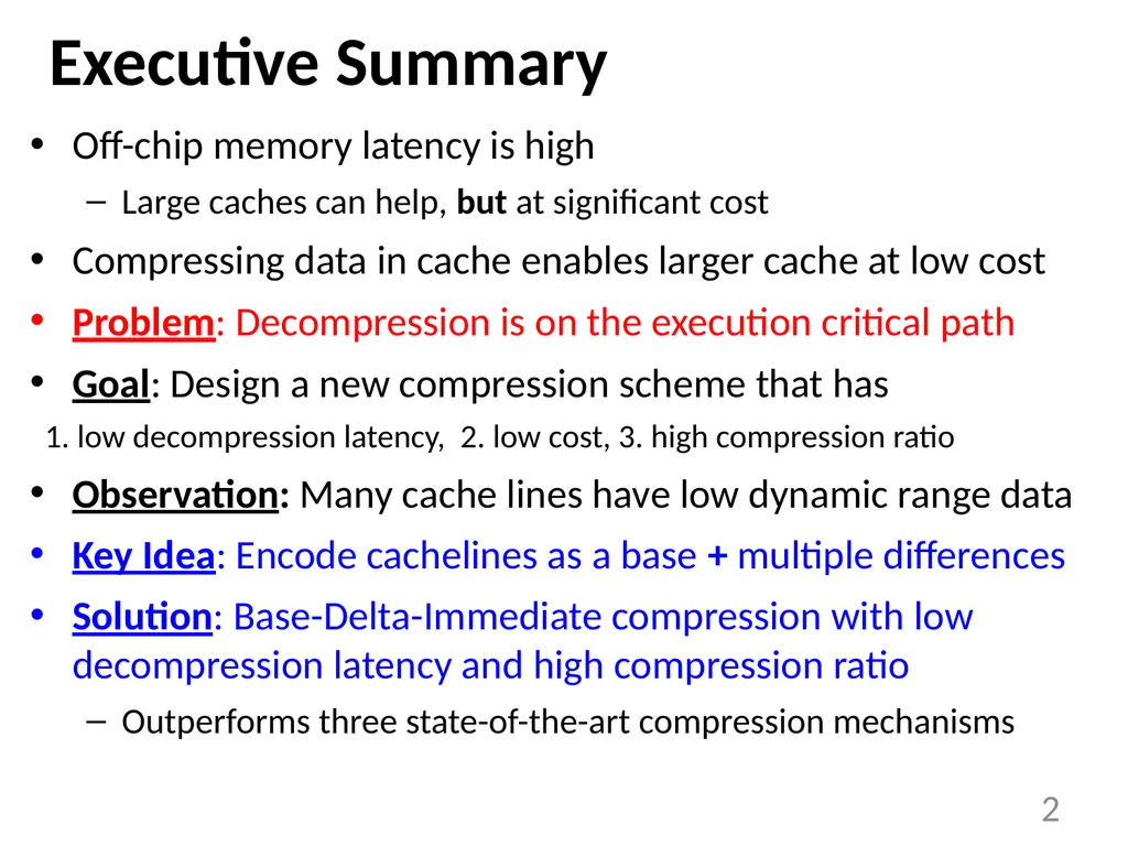 Base-Delta-Immediate Compression: Practical Data - slide 2 of 38