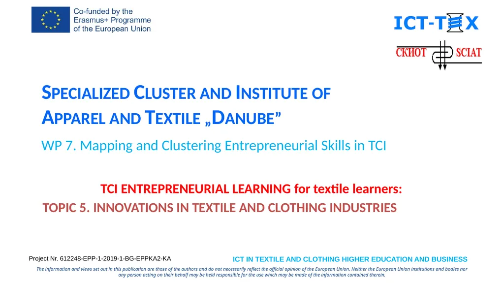 Specialized Cluster and Institute of Apparel and - slide 1 of 23