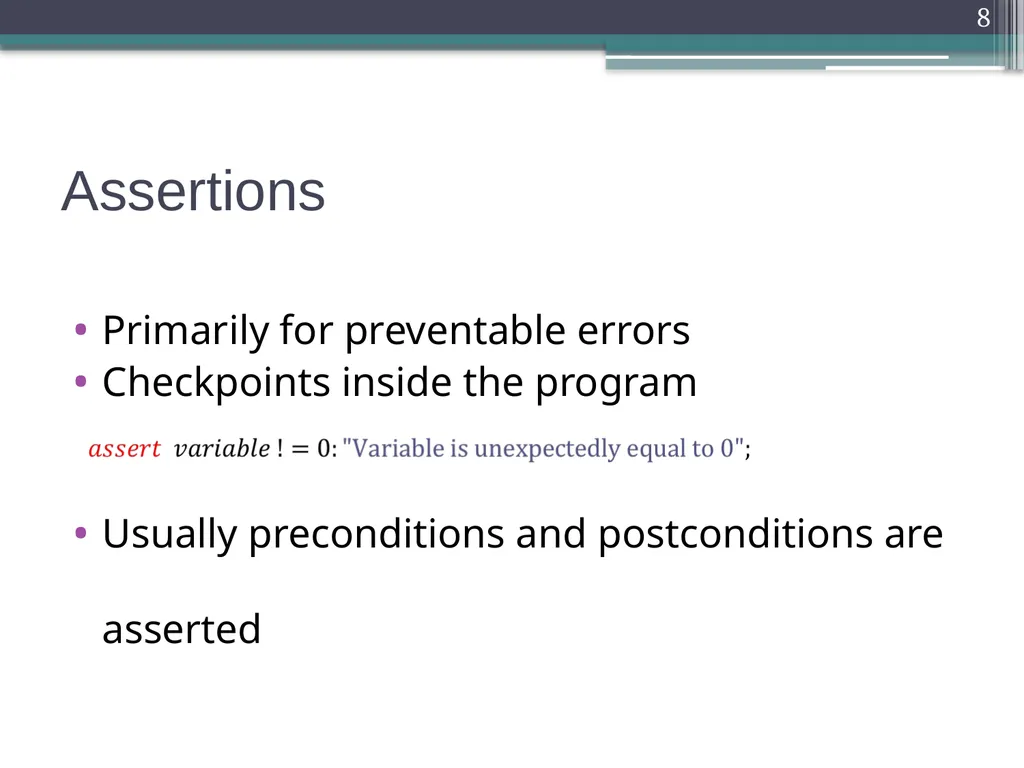 Defensive Programming Defensive Programming 1 - slide 8 of 23