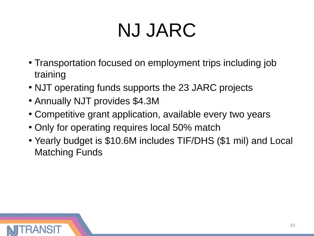 Community Transportation Initiatives in New Jersey - slide 10 of 16