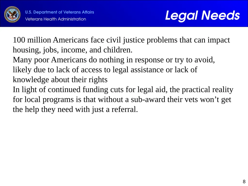 Supportive Services for Veteran Families (SSVF) - slide 8 of 69