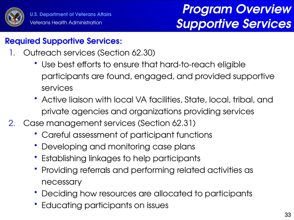 Supportive Services for Veteran Families (SSVF) - slide 33 of 69