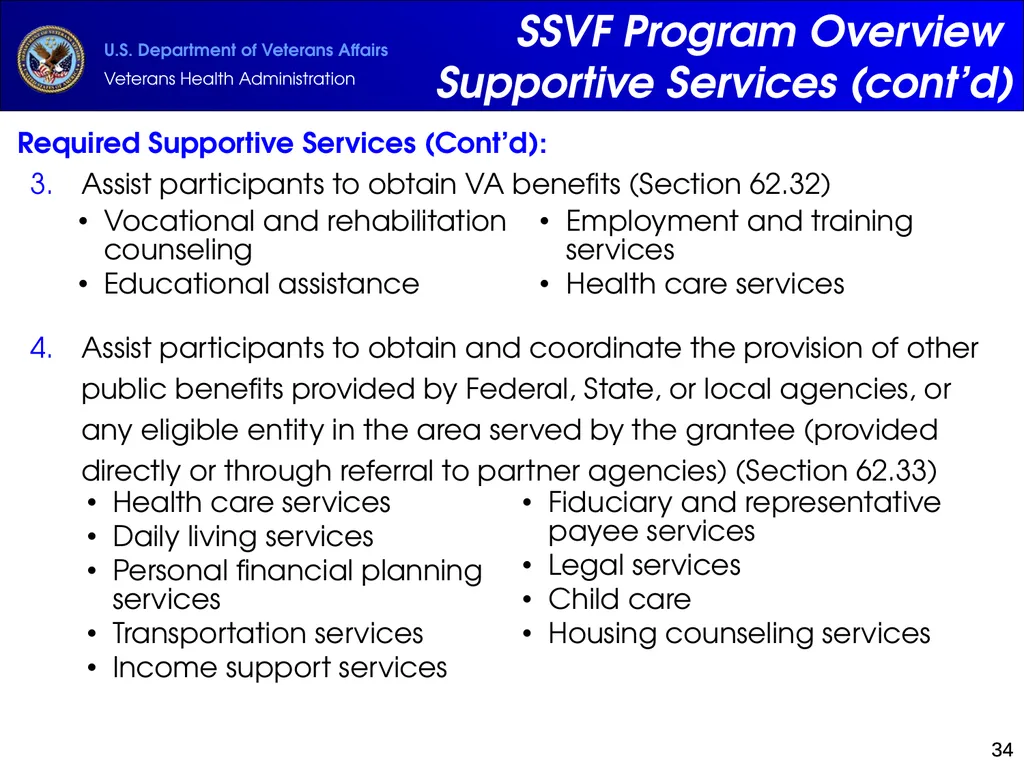 Supportive Services for Veteran Families (SSVF) - slide 34 of 69