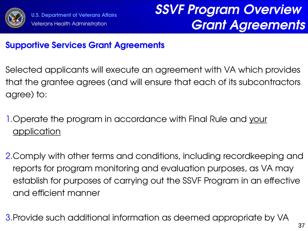 Supportive Services for Veteran Families (SSVF) - slide 37 of 69