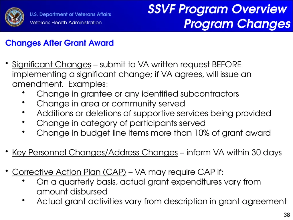 Supportive Services for Veteran Families (SSVF) - slide 38 of 69