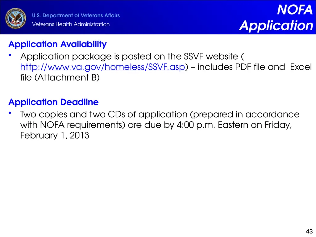 Supportive Services for Veteran Families (SSVF) - slide 43 of 69