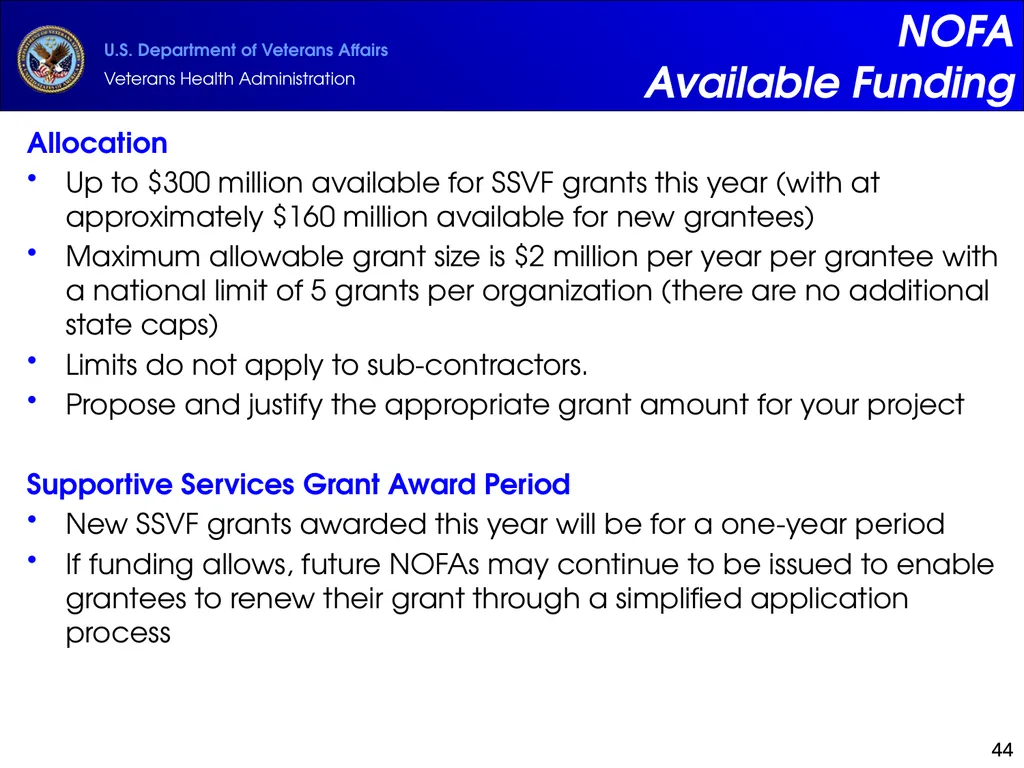 Supportive Services for Veteran Families (SSVF) - slide 44 of 69