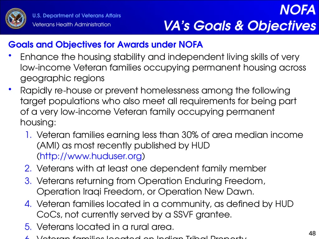 Supportive Services for Veteran Families (SSVF) - slide 48 of 69