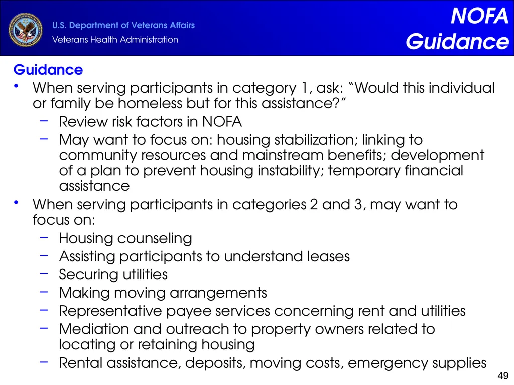 Supportive Services for Veteran Families (SSVF) - slide 49 of 69