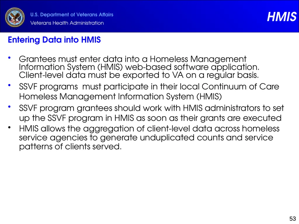 Supportive Services for Veteran Families (SSVF) - slide 53 of 69