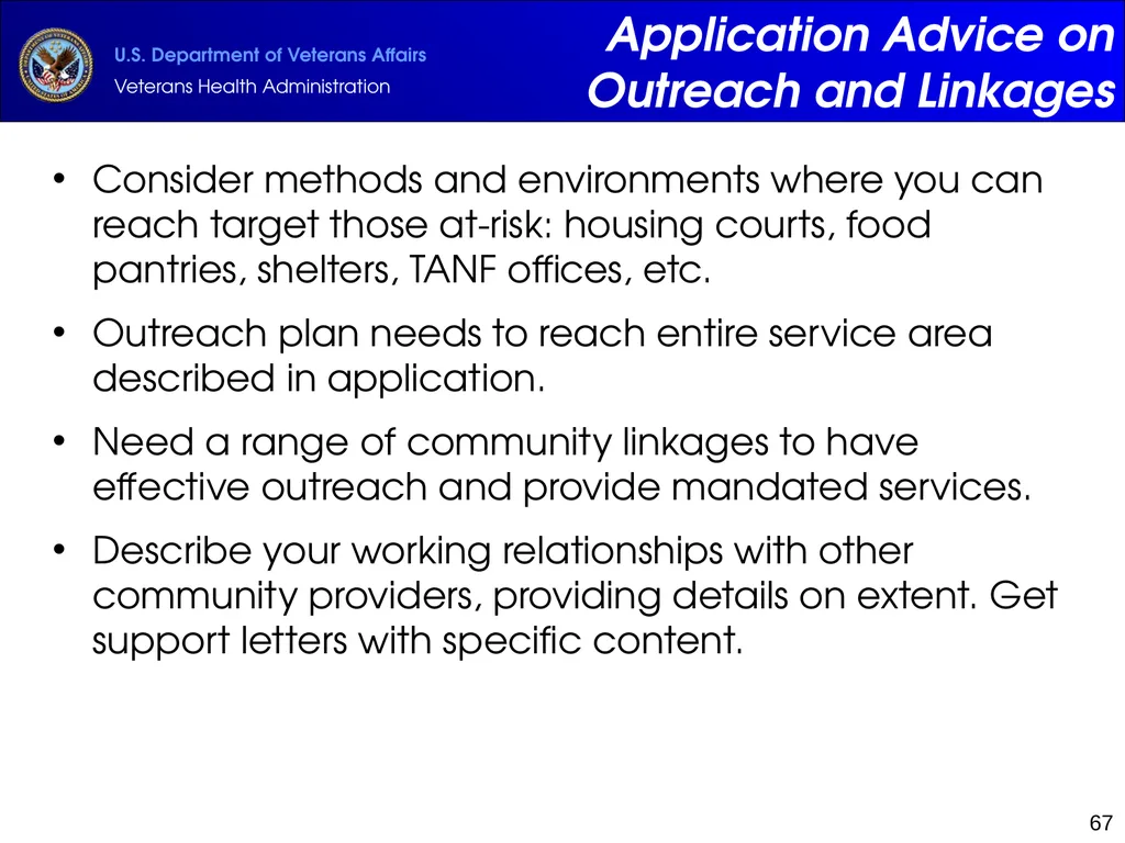Supportive Services for Veteran Families (SSVF) - slide 67 of 69