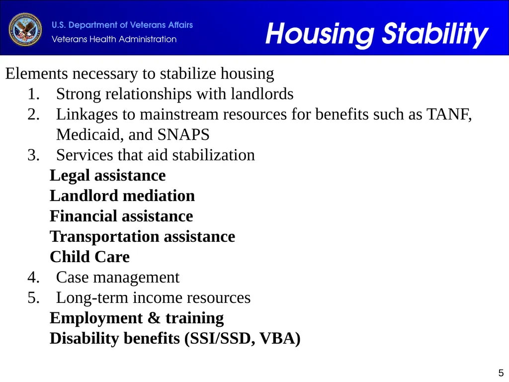 Supportive Services for Veteran Families (SSVF) - slide 5 of 69