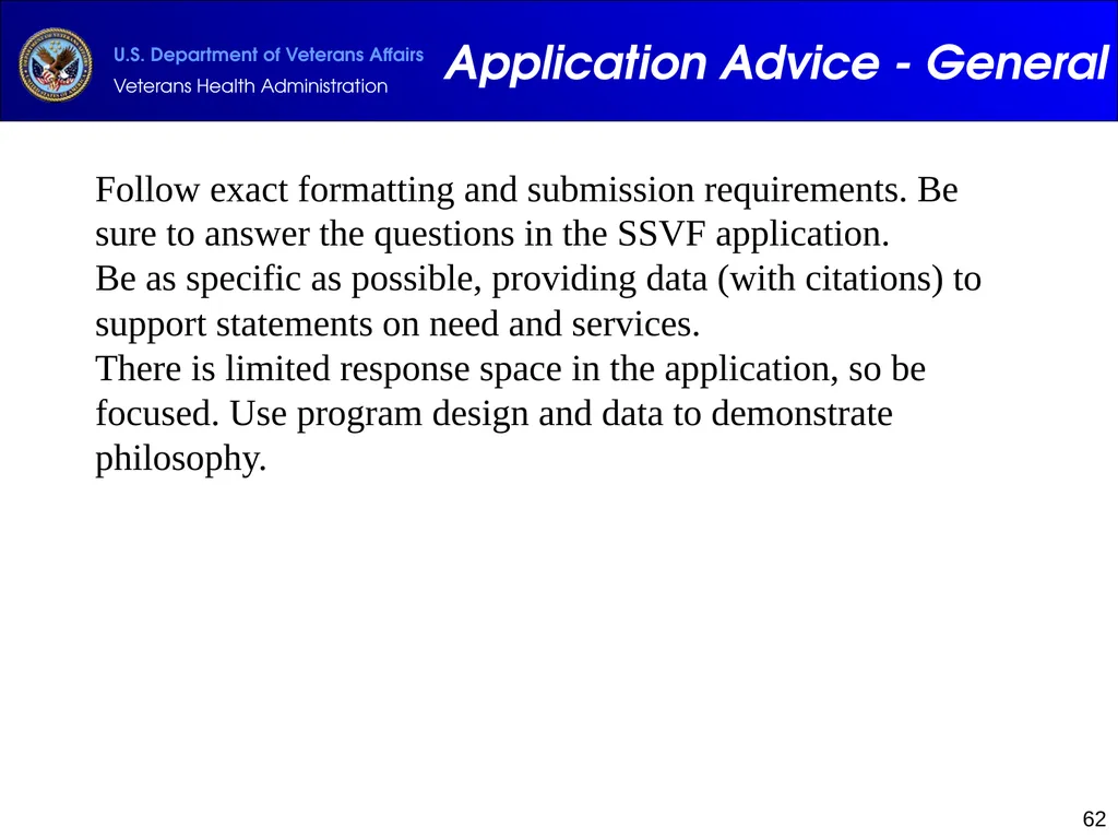 Supportive Services for Veteran Families (SSVF) - slide 62 of 69
