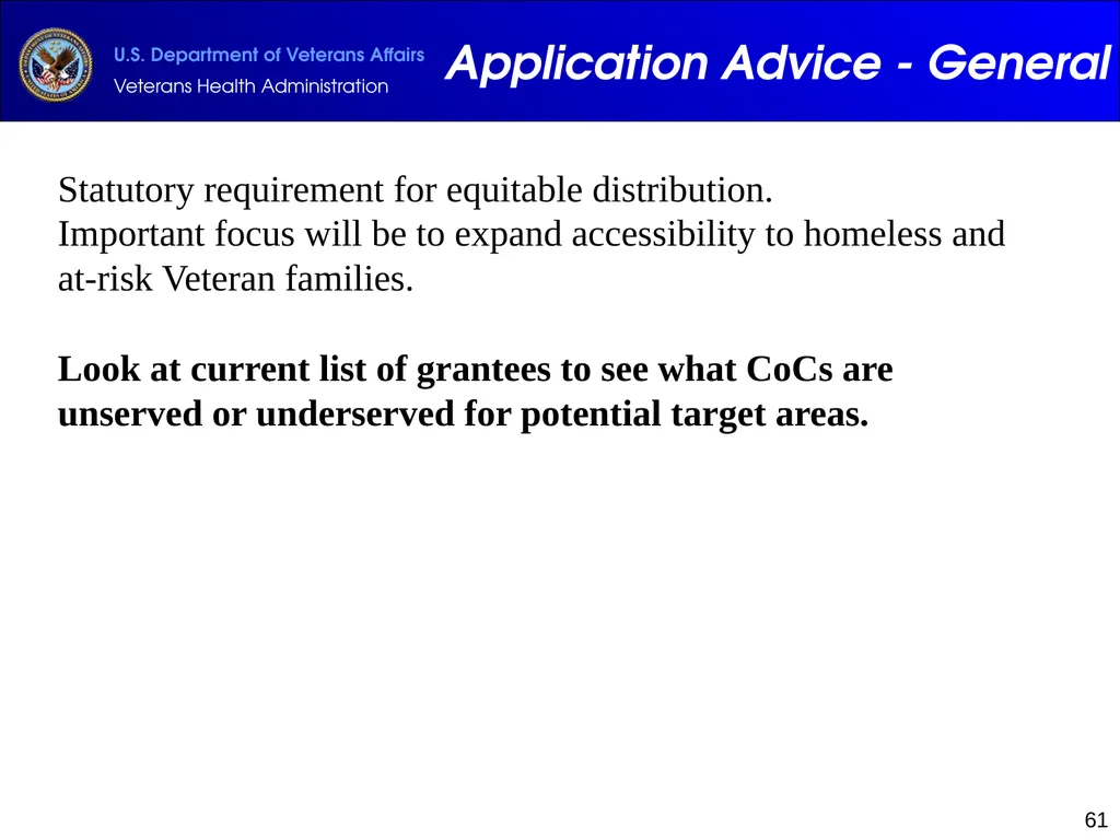 Supportive Services for Veteran Families (SSVF) - slide 61 of 69