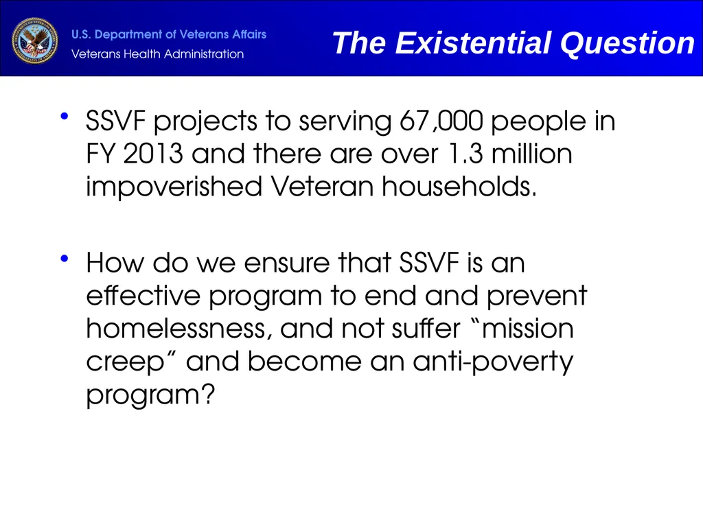 Supportive Services for Veteran Families (SSVF) - slide 17 of 69