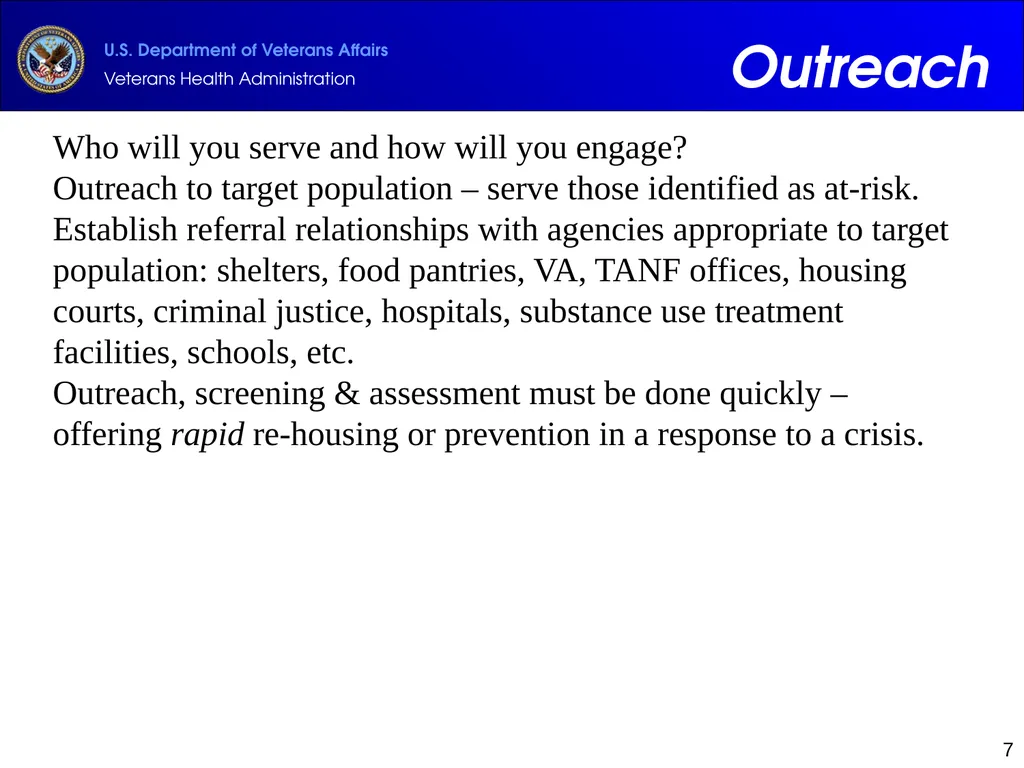 Supportive Services for Veteran Families (SSVF) - slide 7 of 69