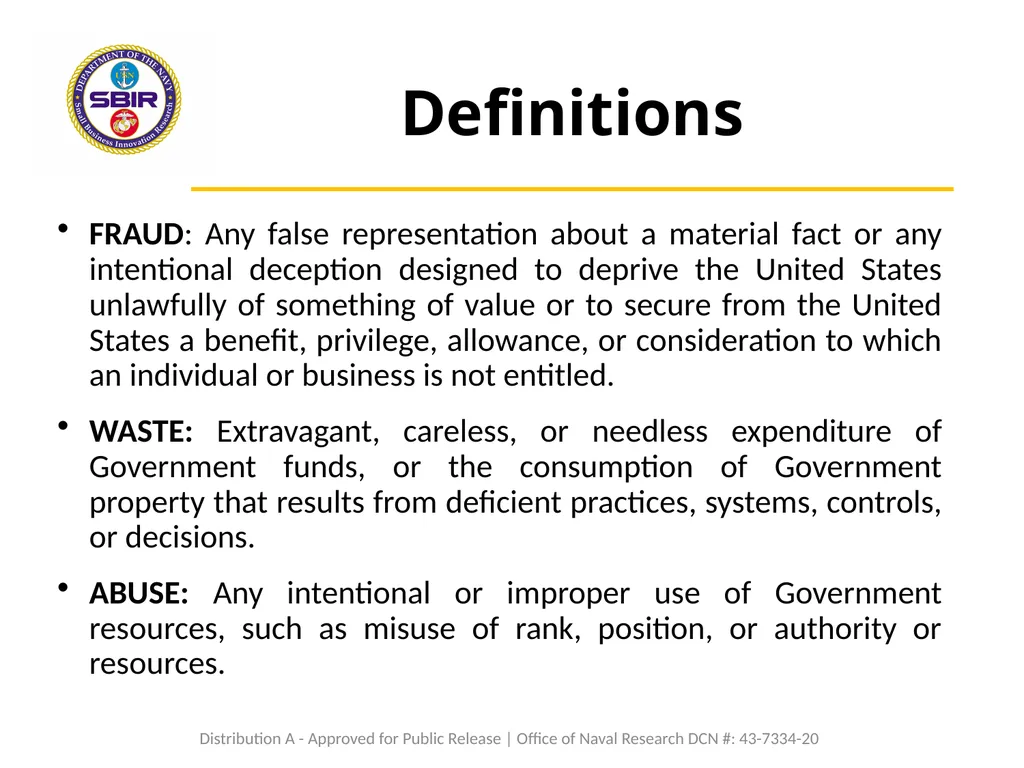Fraud, Waste, and Abuse Tutorial Certification I, - slide 8 of 25