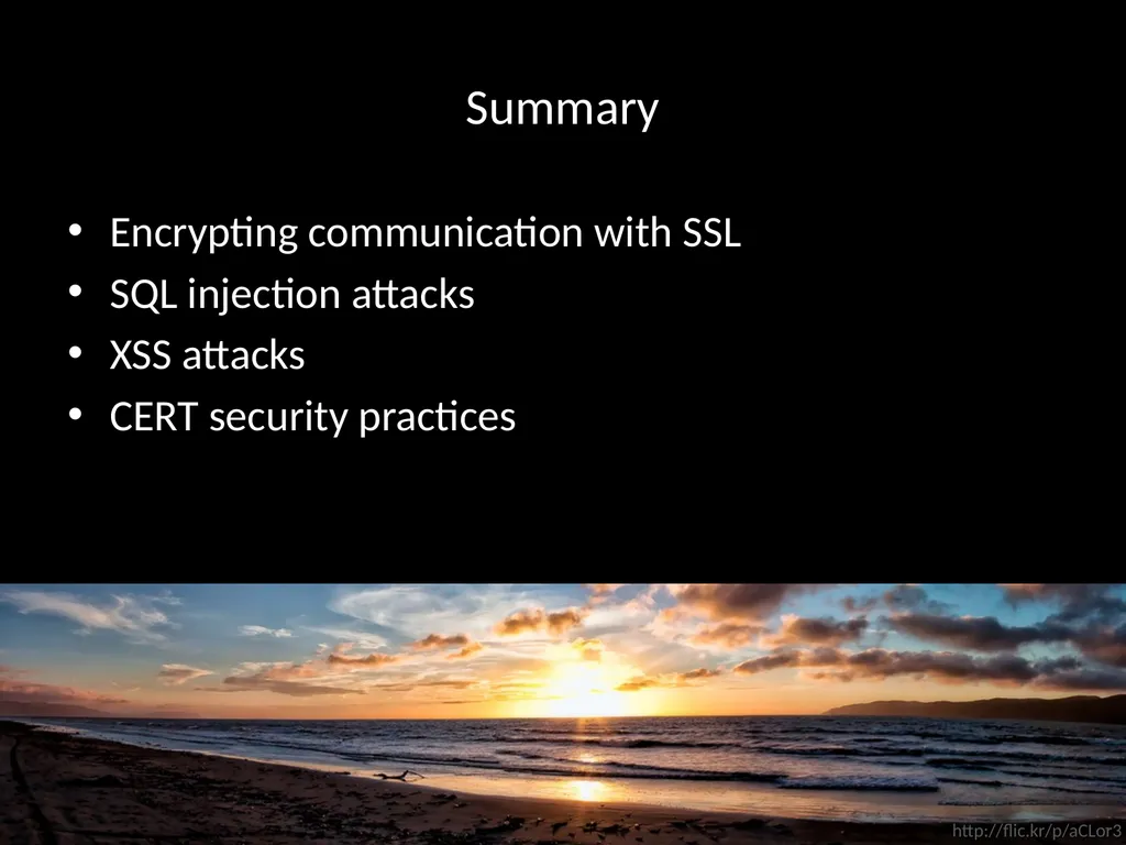 Security: Attacks & Countermeasures - slide 29 of 29