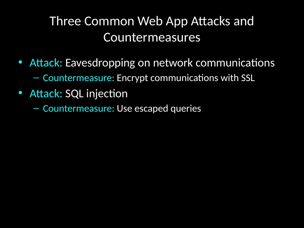 Security: Attacks & Countermeasures - slide 20 of 29