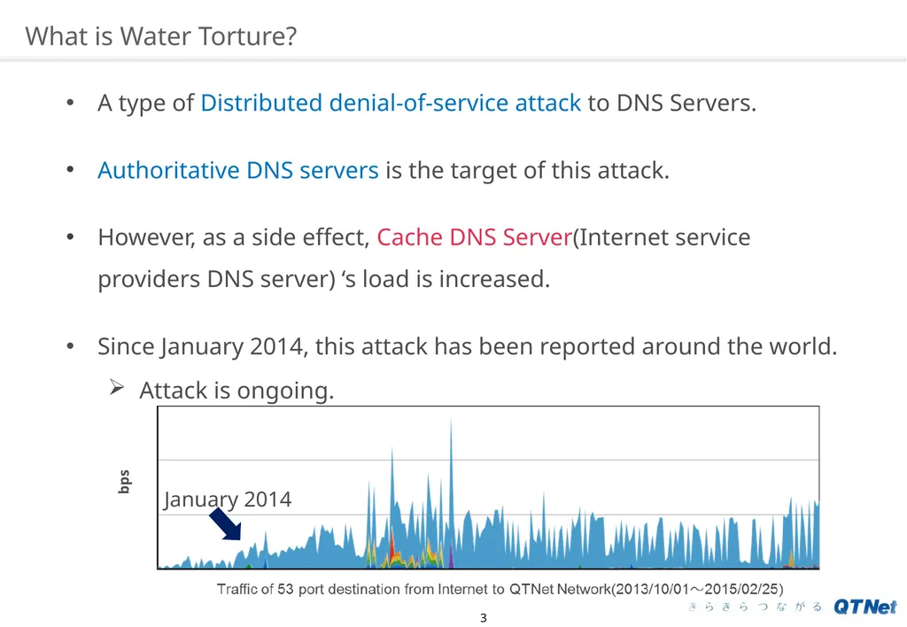 Water Torture: A Slow Drip DNS DDoS Attack on - slide 3 of 16