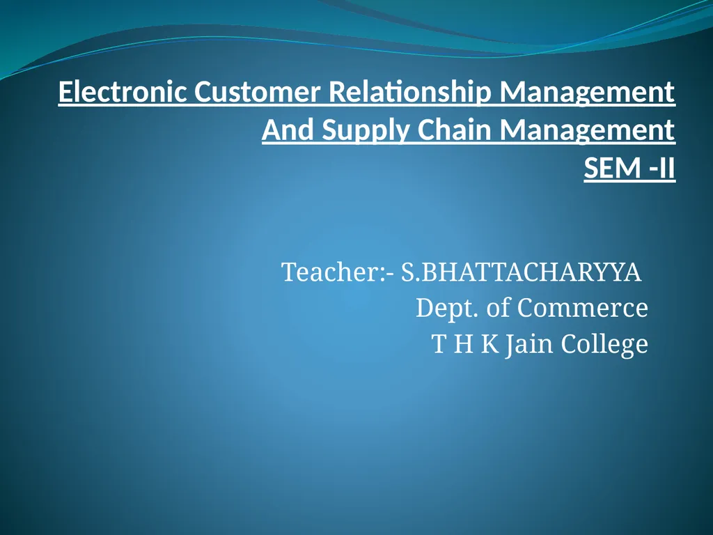 Electronic Customer Relationship Management And - slide 1 of 21