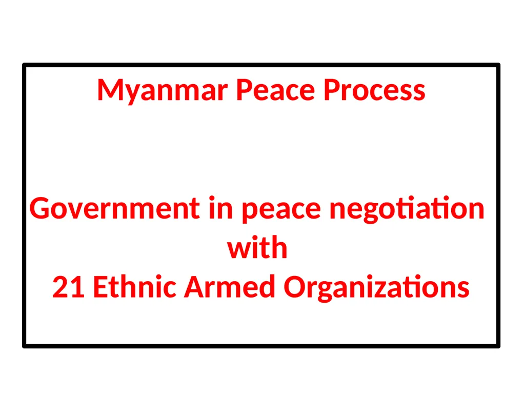 Negotiating Peace - The Case of Myanmar Myanmar - slide 2 of 4