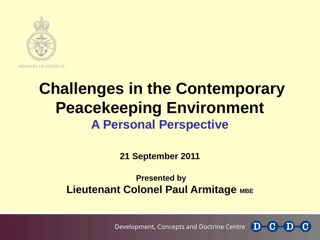 Challenges in the Contemporary Peacekeeping - slide 1 of 11