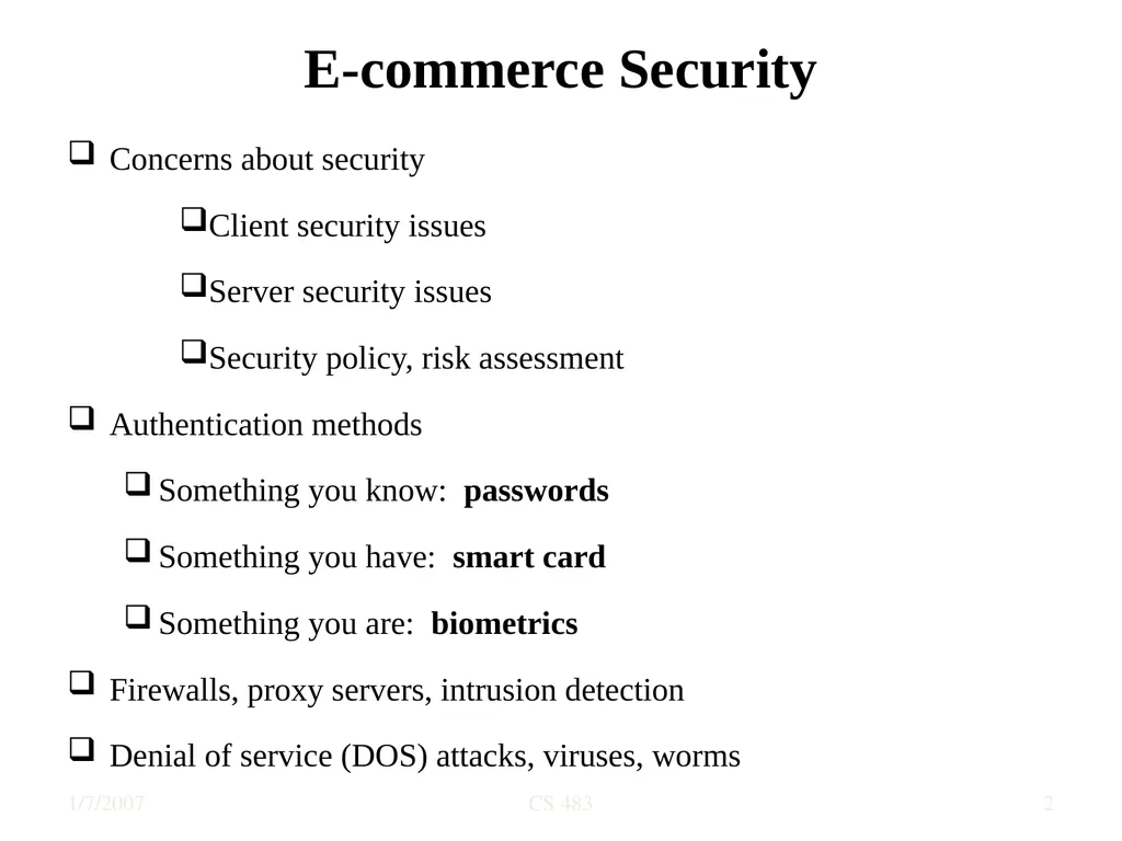 Chapter 4: Ecommerce Security and Cryptography - slide 2 of 30