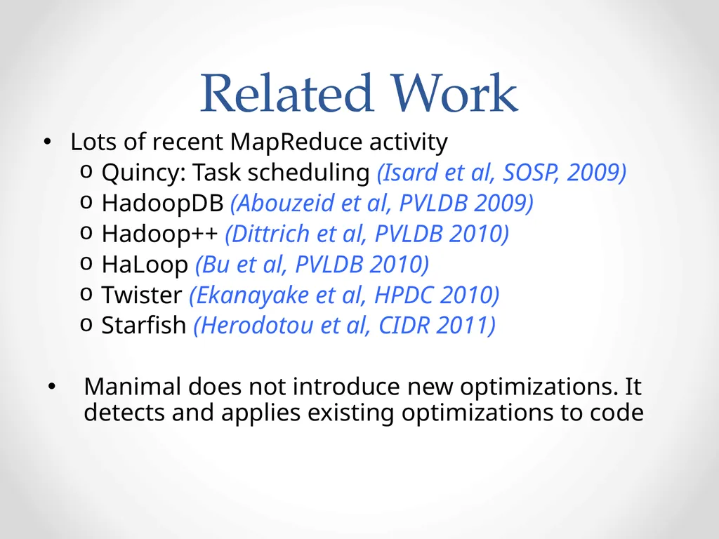 Automatic optimization of MapReduce Programs - slide 28 of 30