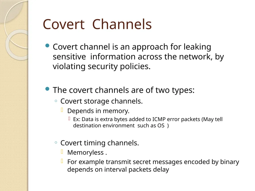 Western Michigan University Covert Timing Channels - slide 3 of 26
