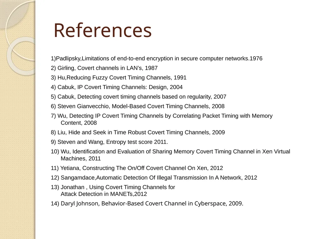 Western Michigan University Covert Timing Channels - slide 25 of 26