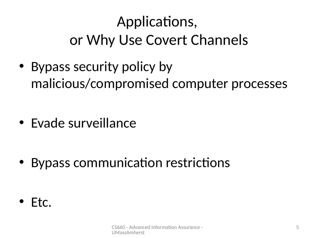 Information Hiding: Covert Channels Amir - slide 5 of 49