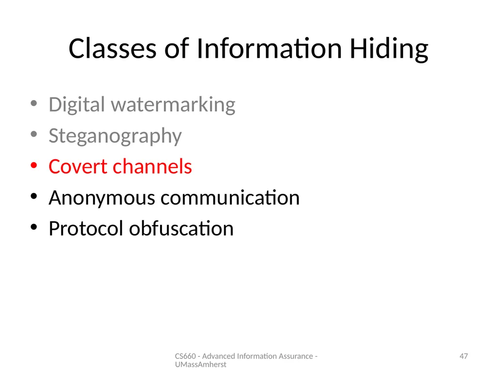Information Hiding: Covert Channels Amir - slide 47 of 49