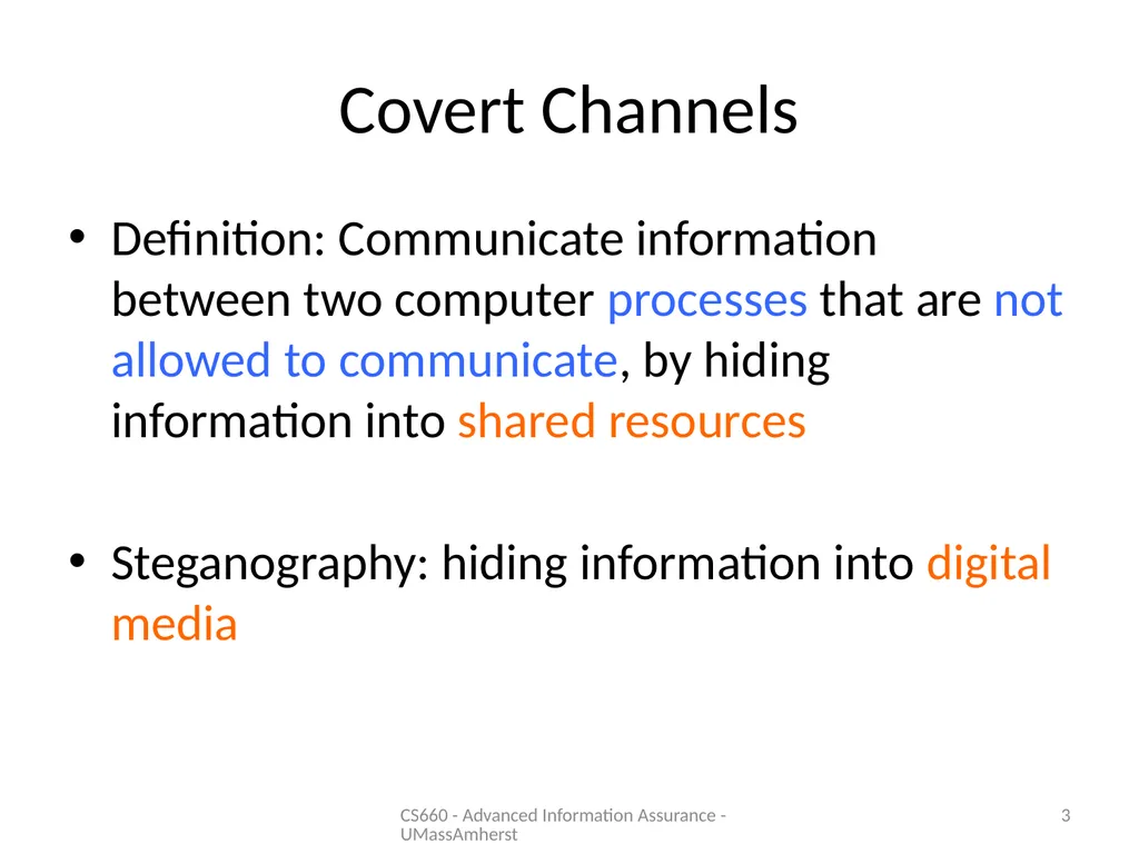 Information Hiding: Covert Channels Amir - slide 3 of 49