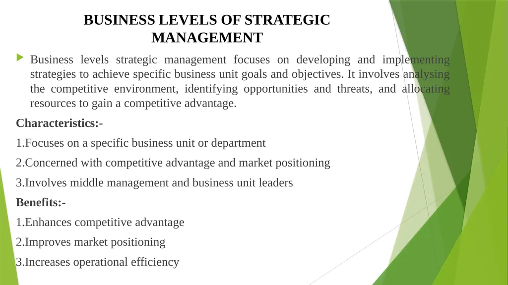 LEVELS OF STRATEGIC MANAGEMENT Associate Professor - slide 4 of 8