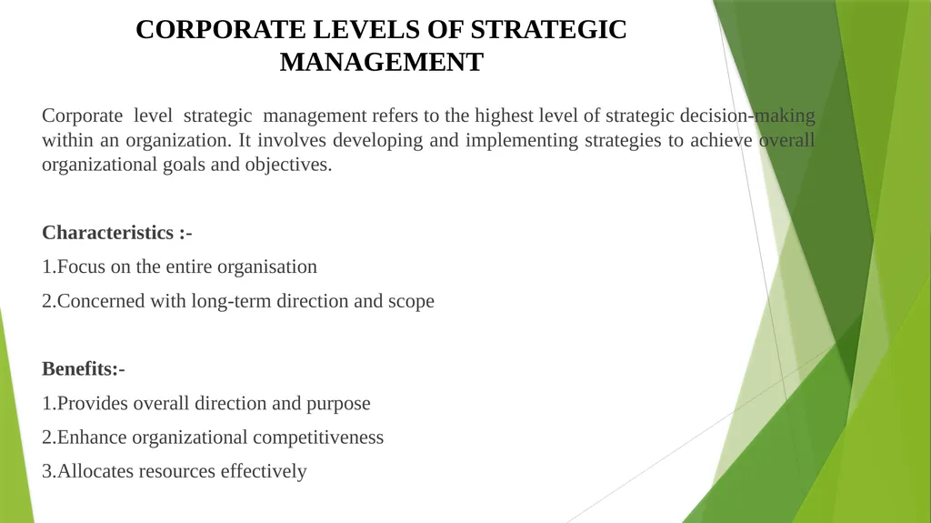 LEVELS OF STRATEGIC MANAGEMENT Associate Professor - slide 3 of 8
