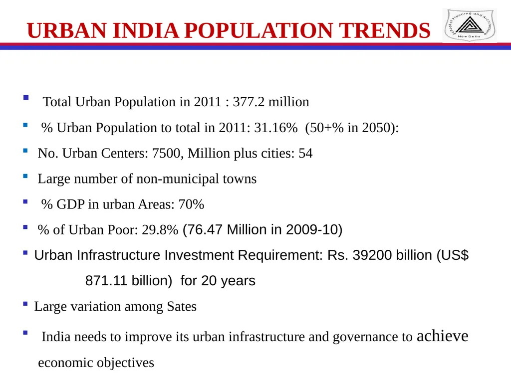 URBAN CHALLENGES AND OPPORTUNITIES IN INDIA - slide 2 of 8