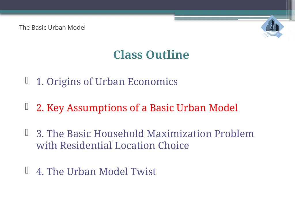 ECN741: Urban Economics The Basic Urban Model 1: - slide 10 of 42