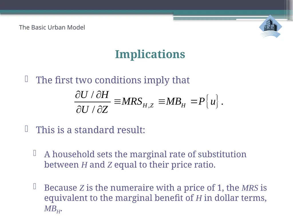 ECN741: Urban Economics The Basic Urban Model 1: - slide 31 of 42